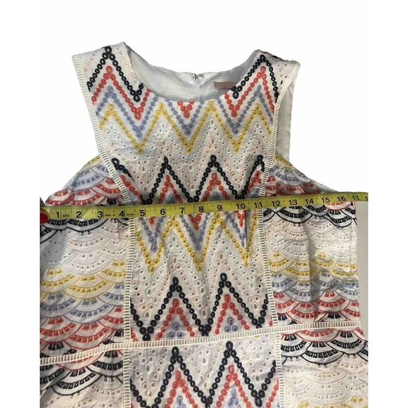 Hutch Anthropologie Multicolor Eyelet Lace Embroidered Shift Dress Flare 10P - Picture 3 of 6